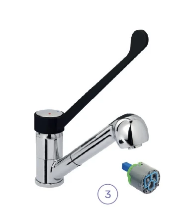 Grifería Grifo 2 aguas monomando gerontológico caño ducha extraíble Ideacer IDG03017