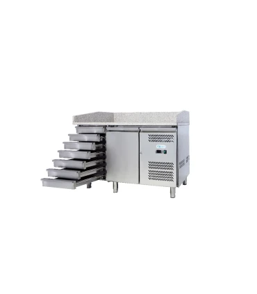 Mesas Frías Fondo 700mm Mesa fría pizzera con 1 puerta + 1 módulo de cajones para pasta Forcold G-PZ1610TN-FC
