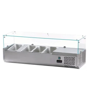 Vitrina de Ingredientes 120x40cms con cubierta de cristal 4 GN 1/3