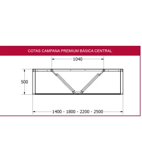 Campana Central Fondo 2200mm Acero Inoxidable Tevex Premium Básica