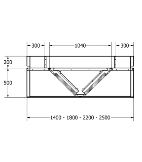 Campana Central Compensada Fondo 2200mm en Acero Inoxidable Tevex P...