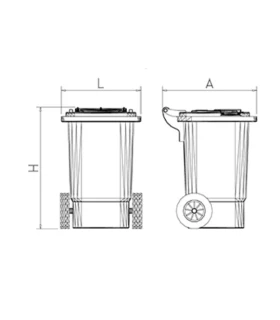 Contenedor de desperdicios de 120 litros con tapa y ruedas