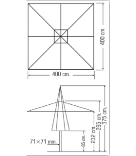 Parasol aluminio 3X3 m Master ref. 889 Tejido Olefin 250 g/m2