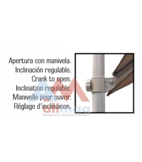 Parasol aluminio 3x3 m mástil lateral ref. 878 Tejido Olefin 190 g/m2