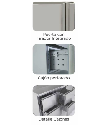 Mesas Frías Snack fondo 600mm Mesa Snack Refrigerada con 4 cajones + 1 puerta MRCH-200-4 Clima Hostelería MRCH-200-4