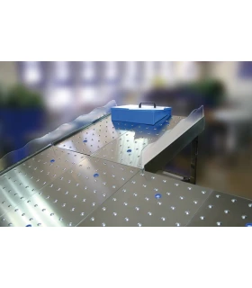 Tajo-expositor de fibra azul para mostrador de pescadería