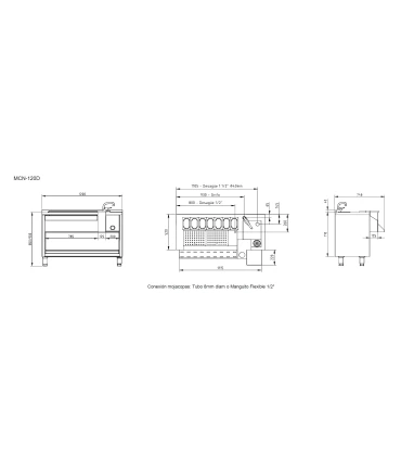 Mesas Neutras Coctelería Estación Completa para Coctelería 1200x745x900mm Eratos MCN-120