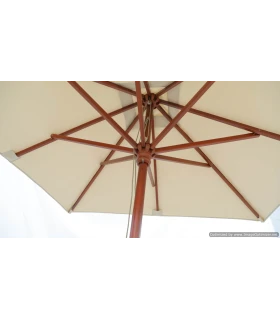 Parasol Ø3 m de madera en Poliester Beige 220 grs Conva 843