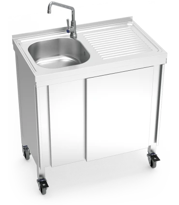 Fregaderos Fregadero Autónomo con Ruedas y Puertas 800x500mm Fricosmos Fricosmos