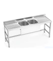 Fregadero inox con patas 2 cubas y 2 escurridores 1200x600mm