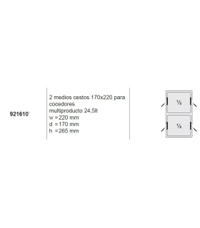 2 Cestos GN 1/2 para Cuece Pastas Zanussi EVO700 921610