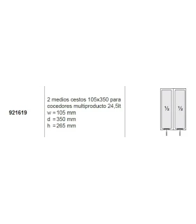 2 Cestos GN 1/2 largo de 105x350mm para Cuece Pastas Zanussi EVO700 921610