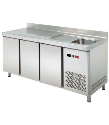 Mesas Frías con Fregadero Mesa Snack Refrigerada con fregadero 2 puertas MRCH-150F Clima Hostelería MRCH-150F