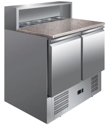 Mesas Frías Fondo 700mm Mesa GN 1/1 2 Puertas Ensaladas con Encimera de Granito PS900 Clima Hostelería PS900
