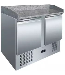 Mesa GN 1/1 2 Puertas Preparación Pizzas con Encimera de Granito fo...