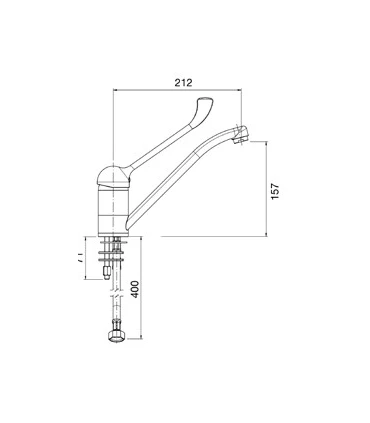 Grifería Grifo caño bajo mando alto Distform R0020304