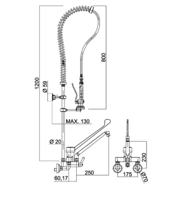 Grifería Grifo ducha gerontológico a pared con grifo 2 aguas Distform R0020234