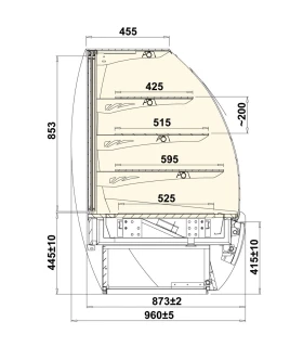 Vitrina Pastelera Refrigerada Curva 1000x965mm Kameleo 0.9W