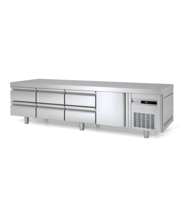 Mesas Frías Fondo 700mm Mesa Snack Refrigerada Bajococina GN 1/1 de 2245x700mm Coreco MFB-225 Coreco