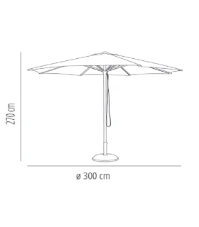 Parasol redondo de 3 m mástil de madera Garbar M2