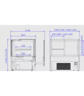 Vitrina Pastelera Innova Refrigerada 1000x1100mm INN100.110