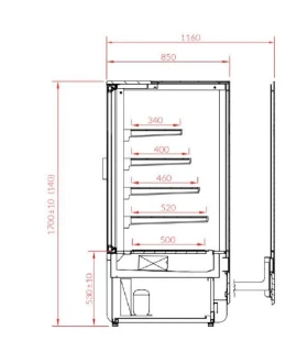 Vitrina Pastelera Innova Refrigerada 1400x1700mm INN140.170