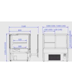 Vitrina Pastelera Innova Neutra 700x1100mm INN N70.110