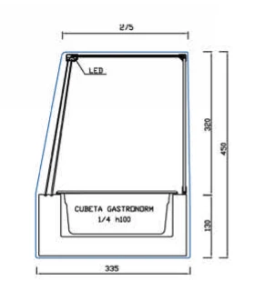 Vitrina refrigerada Comida para Llevar GN 1/4 con motor remoto