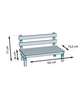 Sillón de 2 Plazas sin Brazos en Madera de Pino Autoclave Conva CHSL2