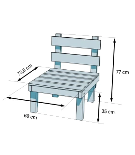 Sillón de 1 Plaza sin Brazos en Madera de Pino Autoclave Conva CHSL1