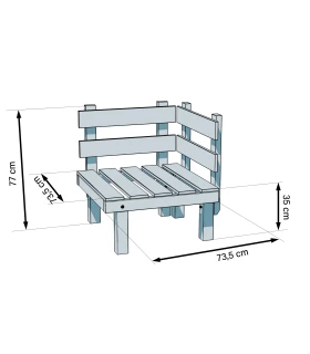 Sillón de 1 Plaza Rinconera en Madera de Pino Autoclave Conva CHSL1R