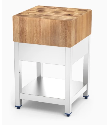 Tajos de Corte Tajo madera de encina con faldón y estante inox 450x450x900 mm Fricosmos 31504