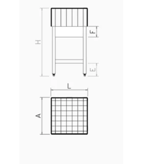 Tajo madera de encina con faldón y estante inox 450x450x900 mm