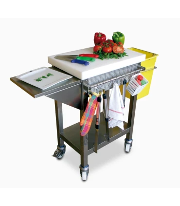 Tajos de Corte Tajo especial barbacoa fibra blanca con faldón y estante inox 1175x530x900 mm. Fricosmos 32002