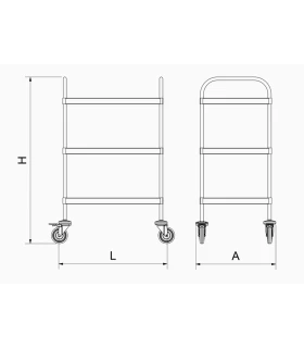 Carro de servicio con 3 estantes 835x615x1275 mm