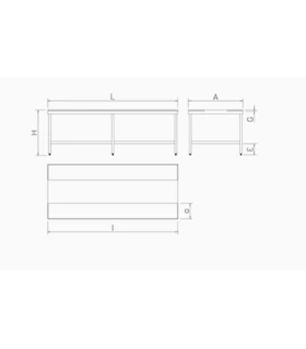 Mesa despiece fibra roja sin estante 2000x1300x850 mm