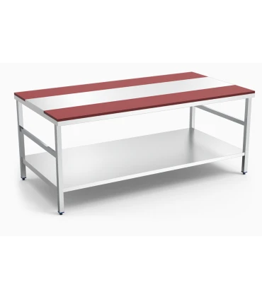 Mesas con tablas de corte Mesa despiece fibra roja con estante 1500x1050x850 mm. Fricosmos 072402
