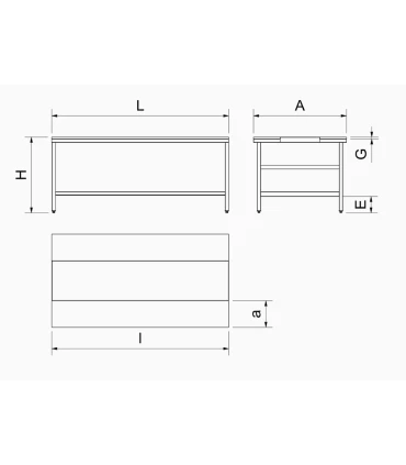 Mesas con tablas de corte Mesa despiece fibra roja con estante 1500x1050x850 mm. Fricosmos 072402