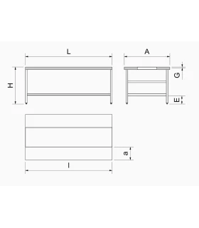 Mesa despiece fibra blanca con estante 1500x1300x850 mm