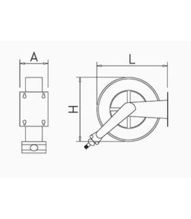 Grifo manguera enrollable inox de 1/2 235x533x438 mm