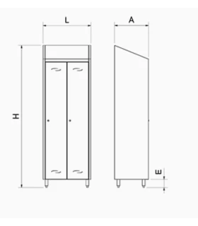 Taquilla mediana de 2 puertas de 680x480x2010 mm