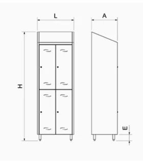 Taquilla mediana de 4 puertas de 680x480x2010 mm