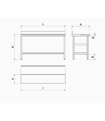 Mesas con tablas de corte Mesa preparación central fibra blanca con estante 2000x700x850 Fricosmos 071662