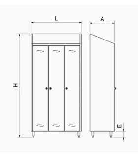 Armario inox reforzado para vajilla de 983x480x2010 mm.