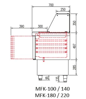 Mesa Refrigerada 2 puertas para ingredientes 925x700mm Coreco MFK-100