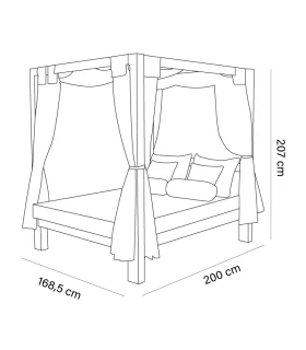 Cama Balinesa con Dosel en Madera Autoclave y Colchones Naútico Class