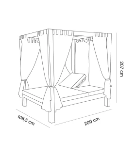 Cama Balinesa Reclinable y Dosel en Madera Autoclave y Loneta Náuti...