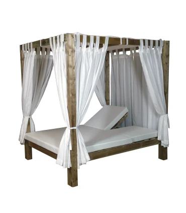 Camas Exterior Cama Balinesa Reclinable y Dosel en Madera Autoclave y Loneta Náutico Class Conva CBR150NC