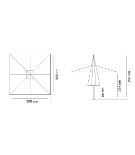 Parasol aluminio 3x3 m Tejido Masa Forte Conva 899 Heavy duty