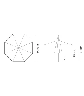 Parasol Ø3 m de madera Conva 843 en tejido Olefin 190 grs